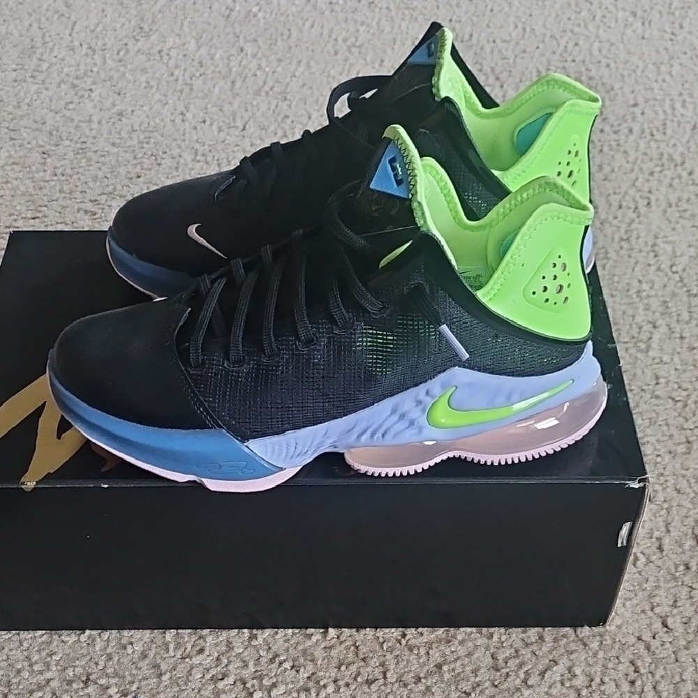 Nike Lebron 19 Low Black Sneakers with Blue and Green Accents
